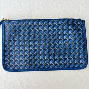 Tory Burch Ever Ready Pochette Blue Basket Weave Pattern Purse Insert